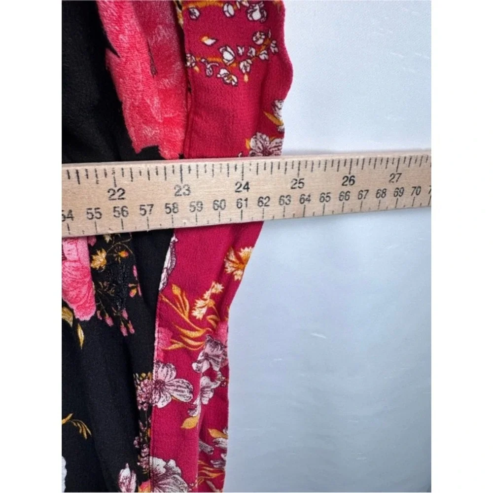Knox Rose Kimono Cardigan sz M/L Black Pink Floral‎ whimsigoth oriental